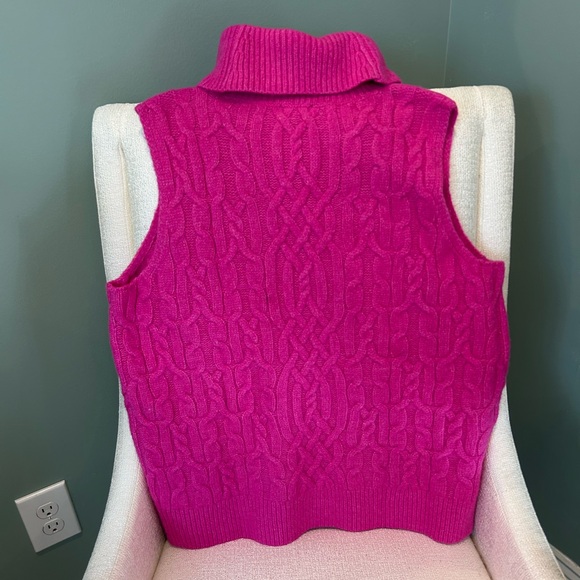 Talbots NWT/Lg. Gorgeous Fuchsia Cable Knit Turtleneck Sweater - Picture 3 of 4